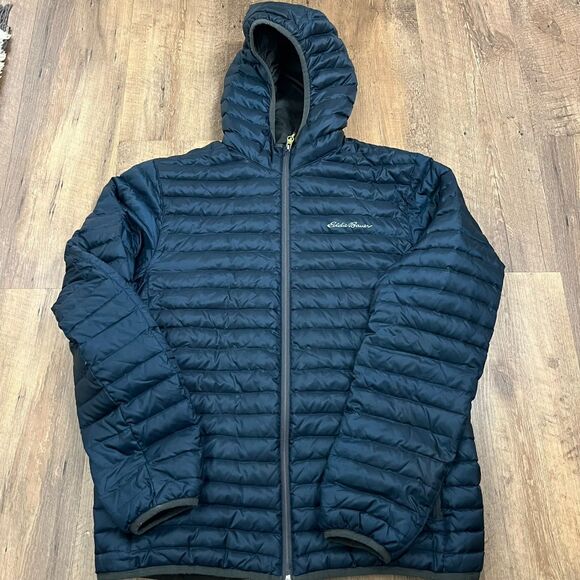 Eddie Bauer Goose Down Packable Full Zip Puffer Jacket EB700 Men's M Blue - Picture 1 of 12